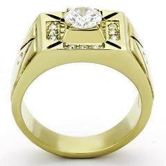 Jewellery Kingdom Mens Solitaire Signet 18kt Pinky Steel Accents Square Gold Ring - Jewelry Rings - British D'sire