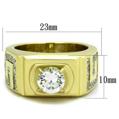 Jewellery Kingdom Mens Solitaire Signet Cz Greek Key Cubic Zirconia AAA Grade Ring (Gold) - Jewelry Rings - British D'sire