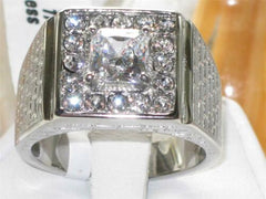 Jewellery Kingdom Mens Square Signet 4 carat Cubic Zirconia Ring - Rings - British D'sire