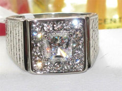 Jewellery Kingdom Mens Square Signet 4 carat Cubic Zirconia Ring - Rings - British D'sire