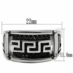 Jewellery Kingdom Mens Thumb Greek Key Signet Pinky Band Stainless Steel Ring (Silver) - Rings - British D'sire