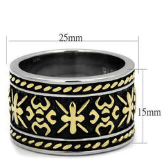 Jewellery Kingdom Mens Tribal Band Gold 15mm No Stone Stainless Steel Silver Ring (Black) - Jewelry Rings - British D'sire