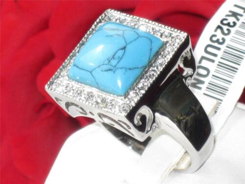 Jewellery Kingdom Mens Turquoise Cz Square Signet Stainless Steel Mans All Sizes Ring (Blue) - Jewelry Rings - British D'sire