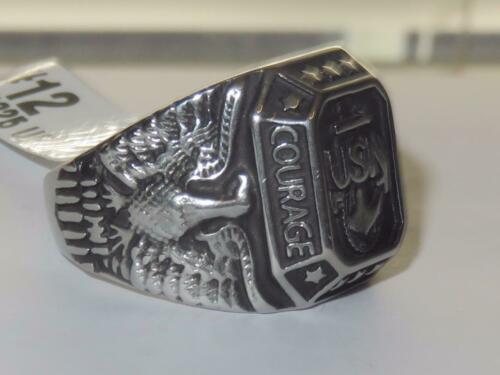 Jewellery Kingdom Mens Usn Military Navy Courage Stainless Steel Pinky Signet Ring (Silver) - Jewelry Rings - British D'sire