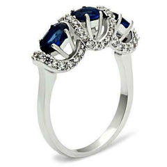 Jewellery Kingdom Montana Sapphire Simulated Three Diamond Raised Oval Stone Womens Ring (Blue) - Jewelry Rings - British D'sire