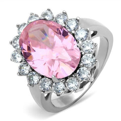 Jewellery Kingdom Oval Sapphire Cz Stainless Steel 12 Carat Dress Silver Ladies Pink Ring - Jewelry Rings - British D'sire