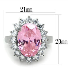 Jewellery Kingdom Oval Sapphire Cz Stainless Steel 12 Carat Dress Silver Ladies Pink Ring - Jewelry Rings - British D'sire