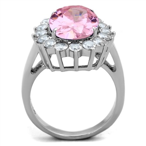 Jewellery Kingdom Oval Sapphire Cz Stainless Steel 12 Carat Dress Silver Ladies Pink Ring - Jewelry Rings - British D'sire