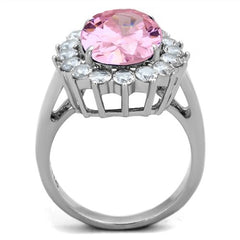 Jewellery Kingdom Oval Sapphire Cz Stainless Steel 12 Carat Dress Silver Ladies Pink Ring - Jewelry Rings - British D'sire