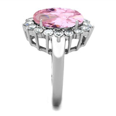 Jewellery Kingdom Oval Sapphire Cz Stainless Steel 12 Carat Dress Silver Ladies Pink Ring - Jewelry Rings - British D'sire