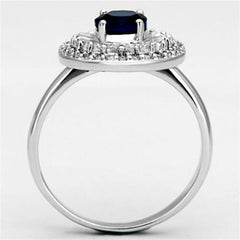 Jewellery Kingdom Oval Silver Baguettes Simulated Diamonds Rhodium Ladies Sapphire Ring - Jewelry Rings - British D'sire