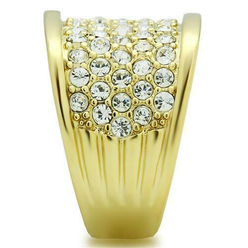 Jewellery Kingdom Pave Comfort 18kt Steel Cubic Zirconia Band Super Sparkling Classy Ladies Gold Ring - Jewelry Rings - British D'sire