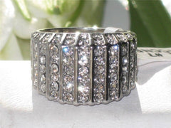 Jewellery Kingdom Pave Cubic Zirconia Stainless Steel Sparkling Dome Ladies Chunky Ring - Jewelry Rings - British D'sire