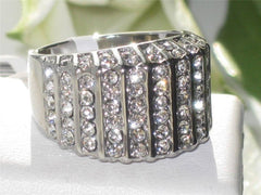 Jewellery Kingdom Pave Cubic Zirconia Stainless Steel Sparkling Dome Ladies Chunky Ring - Jewelry Rings - British D'sire