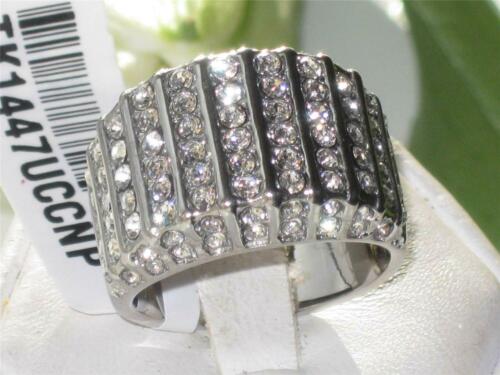 Jewellery Kingdom Pave Cubic Zirconia Stainless Steel Sparkling Dome Ladies Chunky Ring - Jewelry Rings - British D'sire