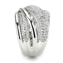 Jewellery Kingdom Pave Rhodium Cubic Zirconia Sparkling Ladies Wide Band Ring (Silver) - Jewelry Rings - British D'sire