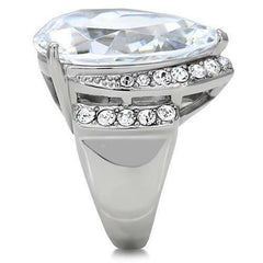 Jewellery Kingdom Pear Cocktail 14 Carat Ladies Super Sparkling Stainless Steel Ring (Silver) - Jewelry Rings - British D'sire