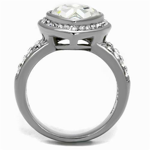 Jewellery Kingdom Pear Cocktail Ladies Cubic Zirconia Stainless Steel Ring (Silver) - Jewelry Rings - British D'sire