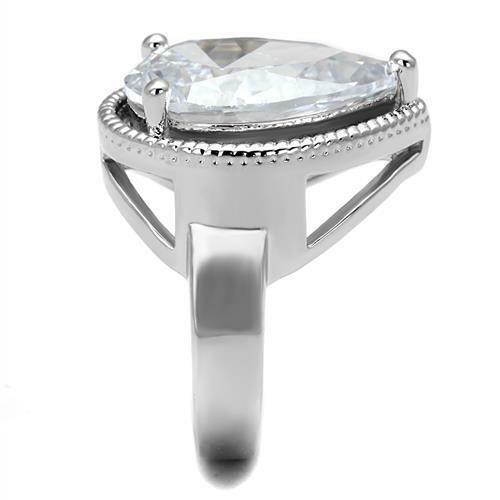 Jewellery Kingdom Pear Cocktailadies Cubic Zirconia 22 Carat Statement Super Sparkling Ring (Silver) - Jewelry Rings - British D'sire