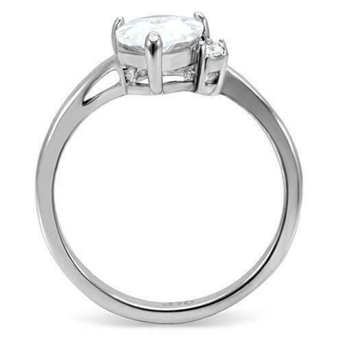 Jewellery Kingdom Pear Cut Cubic Zirconia Stainless Steel Solitaire Ladies Ring (Silver) - Jewelry Rings - British D'sire