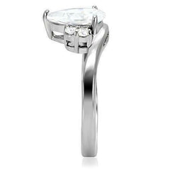 Jewellery Kingdom Pear Cut Cubic Zirconia Stainless Steel Solitaire Ladies Ring (Silver) - Jewelry Rings - British D'sire