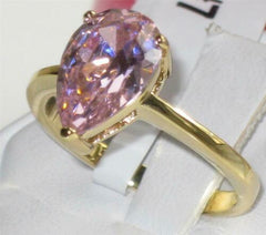 Jewellery Kingdom Pink Pear Ring Gold 4ct Ladies Cz Cubic Zirconia Steel 18kt Solitaire - Jewelry Rings - British D'sire