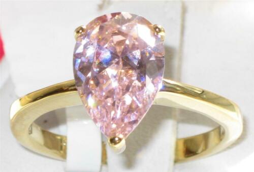 Jewellery Kingdom Pink Pear Ring Gold 4ct Ladies Cz Cubic Zirconia Steel 18kt Solitaire - Jewelry Rings - British D'sire