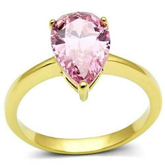 Jewellery Kingdom Pink Pear Ring Gold 4ct Ladies Cz Cubic Zirconia Steel 18kt Solitaire - Jewelry Rings - British D'sire