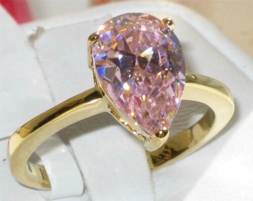 Jewellery Kingdom Pink Pear Ring Gold 4ct Ladies Cz Cubic Zirconia Steel 18kt Solitaire - Jewelry Rings - British D'sire