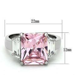 Jewellery Kingdom Pink Sapphire Three Stone Cubic Zirconia Stainless Steel Ring (Silver) - Jewelry Rings - British D'sire