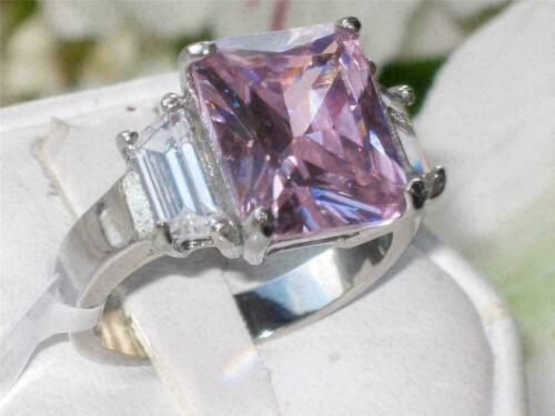 Jewellery Kingdom Pink Sapphire Three Stone Cubic Zirconia Stainless Steel Ring (Silver) - Jewelry Rings - British D'sire