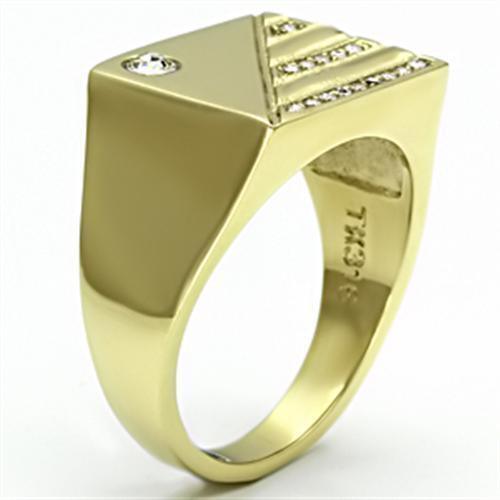 Jewellery Kingdom Pinky Classy Signet 18kt Steel Cubic Zirconia Mens Gold Ring - Jewelry Rings - British D'sire