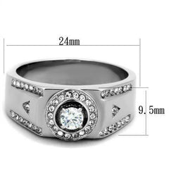 Jewellery Kingdom Pinky Signet Cubic Zirconia Stainless Steel Quality Silver Classy Mens Ring - Jewelry Rings - British D'sire