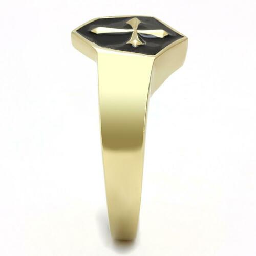 Jewellery Kingdom Pinky Signet No Stone Religious Steel Mens Gold Cross Ring - Jewelry Rings - British D'sire