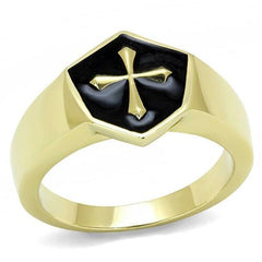 Jewellery Kingdom Pinky Signet No Stone Religious Steel Mens Gold Cross Ring - Jewelry Rings - British D'sire