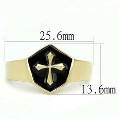 Jewellery Kingdom Pinky Signet No Stone Religious Steel Mens Gold Cross Ring - Jewelry Rings - British D'sire