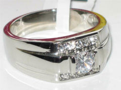 Jewellery Kingdom Pinky Signet Stainless Steel Silver Realistic Mens Cubic Zirconia Ring - Jewelry Rings - British D'sire