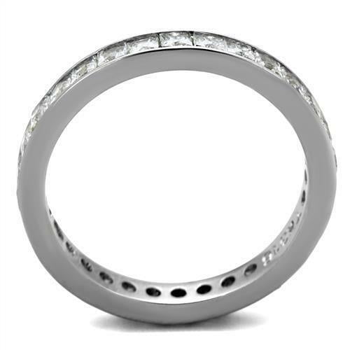 Jewellery Kingdom Princess Cut CZ Stacking Cubic Zirconia 3mm Eternity Band Ring (Silver) - Jewelry Rings - British D'sire