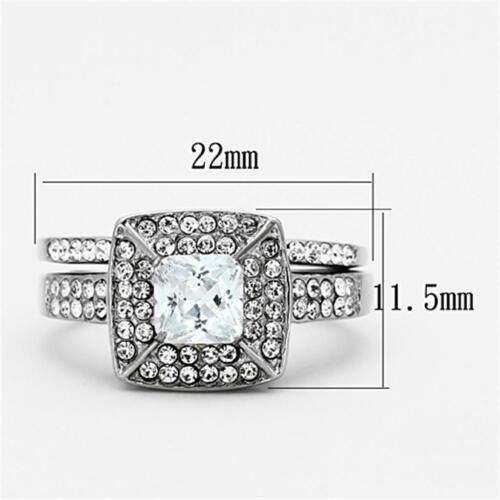 Jewellery Kingdom Princess Engagement Wedding Band Cubic Zirconia Ring Set (Silver) - Jewelry Rings - British D'sire