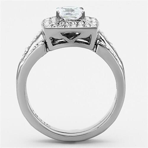 Jewellery Kingdom Princess Engagement Wedding Band Cubic Zirconia Ring Set (Silver) - Jewelry Rings - British D'sire