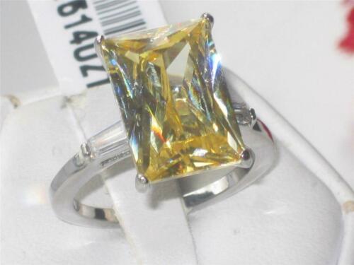 Jewellery Kingdom Radiant Cut Emerald Cubic Zirconia Yellow Stainless Steel 8CT Ladies Citrine Ring - Jewelry Rings - British D'sire