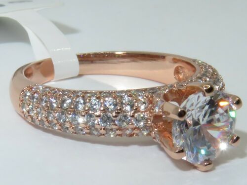 Jewellery Kingdom Rose Gold Ring Ladies Solitaire Pave Accents Steel Engagement 1.80K - Jewelry Rings - British D'sire