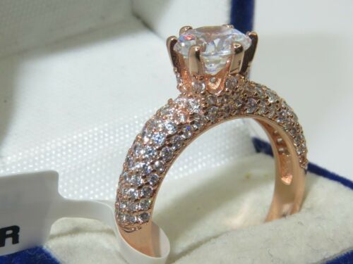 Jewellery Kingdom Rose Gold Ring Ladies Solitaire Pave Accents Steel Engagement 1.80K - Jewelry Rings - British D'sire