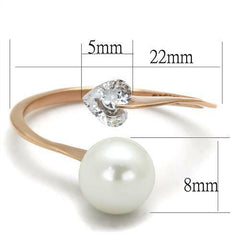 Jewellery Kingdom Rose Pearl Ladies Heart Cz Elegant Steel Gold Ring - Jewelry Rings - British D'sire