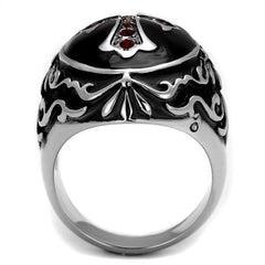 Jewellery Kingdom Ruby Cubic Zirconia Stainless Steel Signet Biker Gothic Black Mens Cross Ring - Jewelry Rings - British D'sire