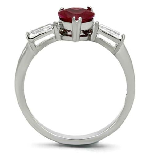 Jewellery Kingdom Ruby Heart Cubic Zirconia Stainless Steel Ladies Ring (Silver) - Rings - British D'sire