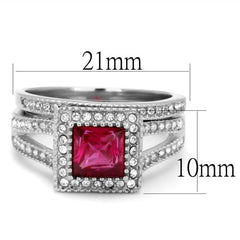 Jewellery Kingdom Ruby Princess Band Set Stainless Steel Ladies Engagement Wedding Ring Set - Engagement Rings - British D'sire