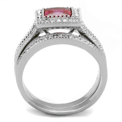 Jewellery Kingdom Ruby Princess Band Set Stainless Steel Ladies Engagement Wedding Ring Set - Engagement Rings - British D'sire