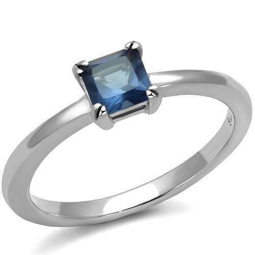 Jewellery Kingdom Sapphire Princess Cut solitaire Simulated Diamond Ring - Rings - British D'sire