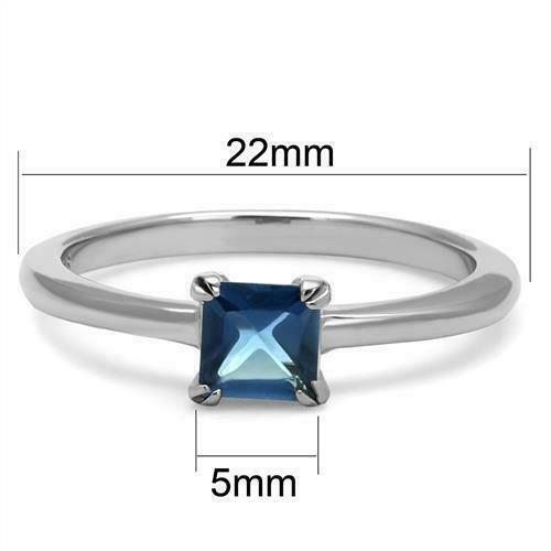 Jewellery Kingdom Sapphire Princess Cut solitaire Simulated Diamond Ring - Rings - British D'sire